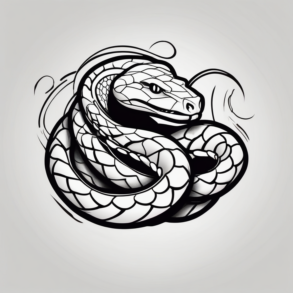 Dangerous Big Snake back Tattoo glitter tattoo, diseño de tatuaje Cartoon generado con IA